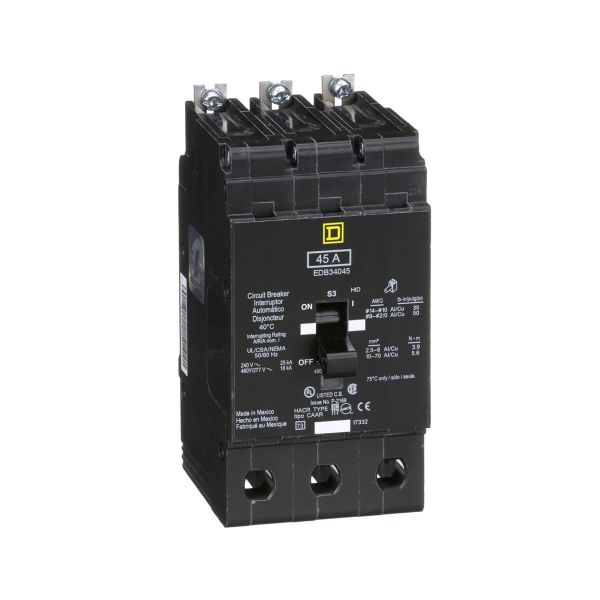 Interruptor atornillable en miniatura, 45 A, 480 277 VCA. EDB34045 Schneider Electric