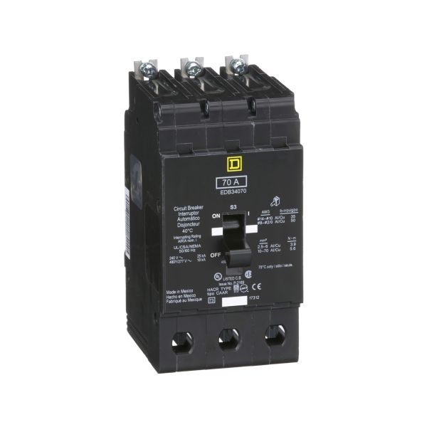 Interruptor atornillable, 3 polos, 70 A. EDB34070 Schneider Electric