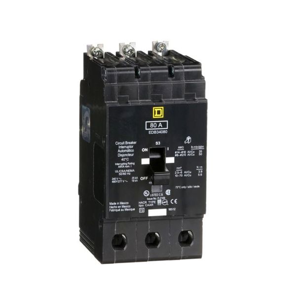 Interruptor atornillable, marco E-3P, 80 A. EDB34080 Schneider Electric