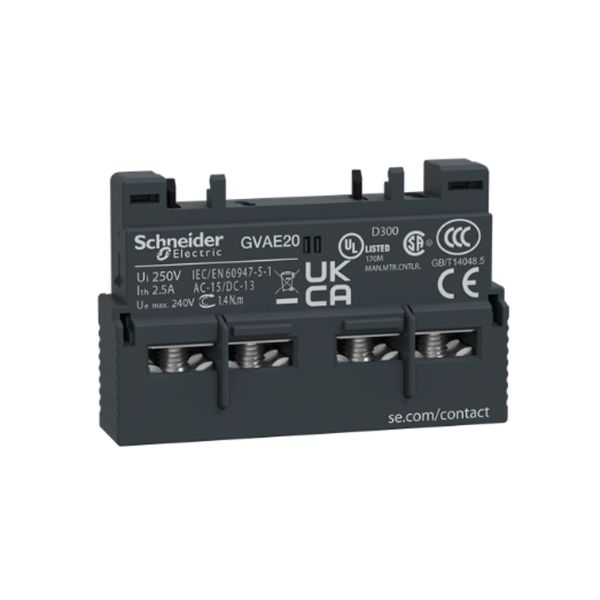 Bloque de contacto auxiliar frontal, 2 NA. GVAE20 Schneider Electric