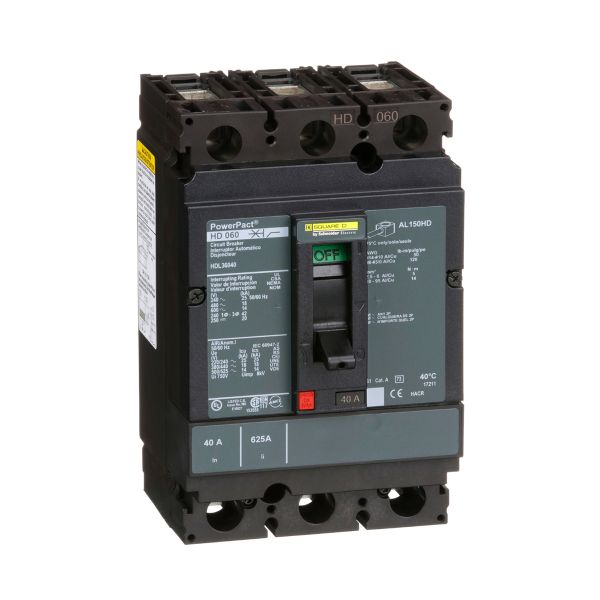 Interruptor termomagnético HDL, 3 polos, 18 KA, 600 V. HDL36040 Schneider Electric
