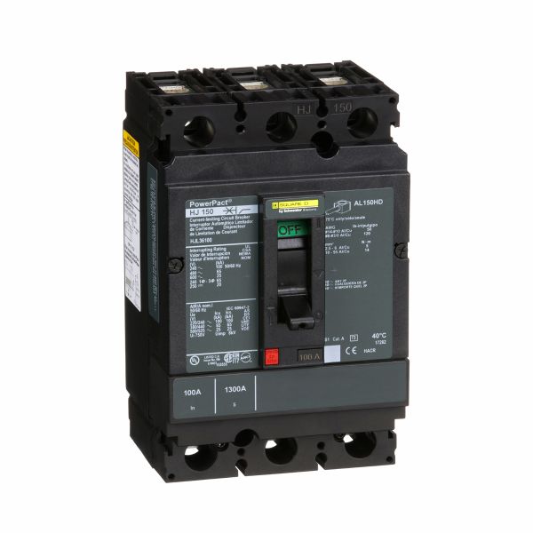 Interruptor termomagnético, unidad de montaje, 100A, 3 P, 25 kA, 600 VAC. HJL36100 Schneider Electric
