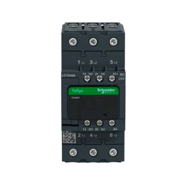 Contactor TeSys D, 3 polos, 40 A, 24 V, montaje en carril DIN. LC1D40AB7 Schneider Electric