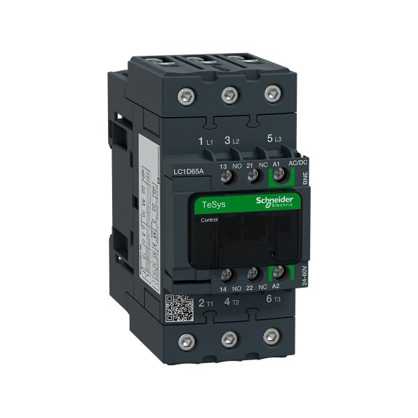 Contactor 3 polos, 65 A, bobina 24-60V AC. LC1D65ABNE Schneider Electric
