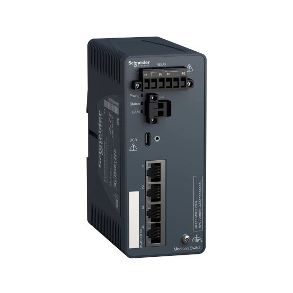 Conmutador de red, 4 puertos para cobre. MCSESM043F23F0 Schneider Electric