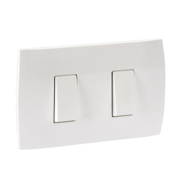 Placa con 2 interruptores escalera, 16 A, 250 V, 2 módulos, 3 vías, blanco. MWD62114 Schneider Electric