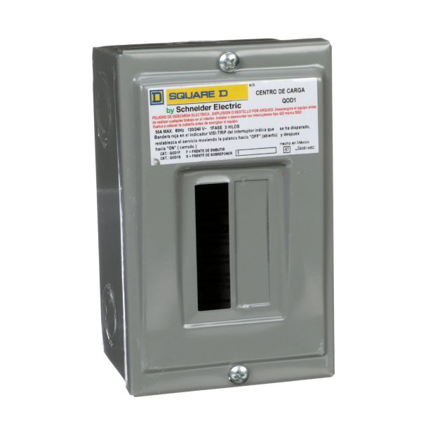 Centro De Carga QOD Zapatas Principales 50A, Monofásico, 2 Hilos, 1 Espacio QOD1S Schneider Electric