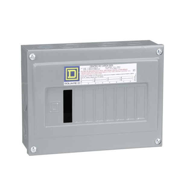 Centro De Carga QOD Zapatas Principales 100A Monofásico, 3 hilos 8sp Schneider Electric QOD8S