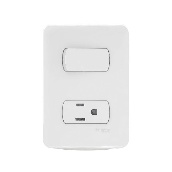 Conjunto de Interruptor Sencillo, 10 A, con Toma Americana 2 Polos + Tierra, 15 A, S3B19230 Schneider Electric