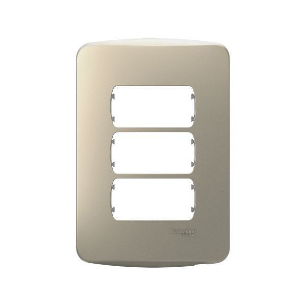 Placa de 3 Módulos + Soporte, Salsa Gold, S3D27230 Schneider Electric