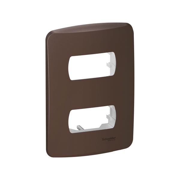Placa de 2 Módulos + Soporte, Salsa Brown, S3M27220 Schneider Electric