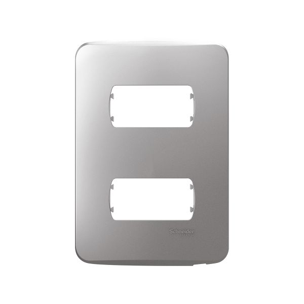 Placa de 2 Módulos + Soporte, Salsa Silver, S3P27220 Schneider Electric