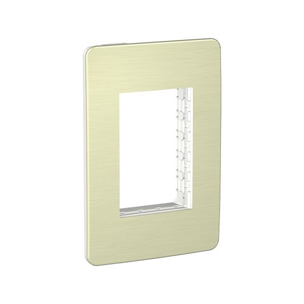 Placa de 3 Módulos con Chasis, Oro Aluminio, S733603645 Schneider Electric