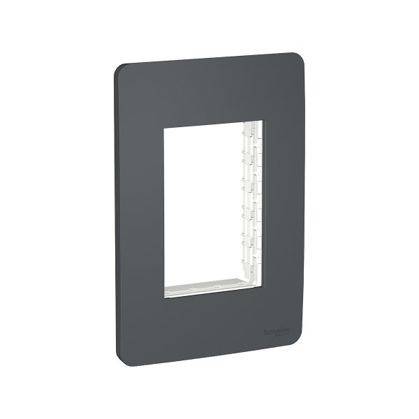 Placa + Soporte, 3 Módulos, Negro, S735103294 Schneider Electric