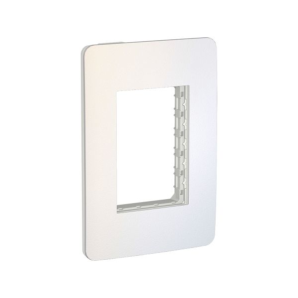 Placa con Chasis, 3 Módulos, Blanco Cromo, S737103405 Schneider Electric