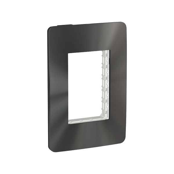 Placa + Soporte, 3 Módulo, Grafito / Cromo Dark, S737103555 Schneider Electric