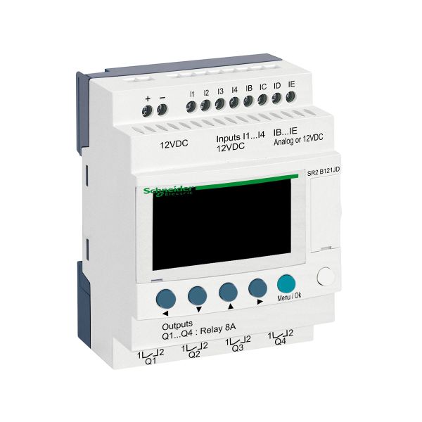 Relé inteligente compacto, 12 ES - 12 V CC, reloj, pantalla. SR2B121JD Schneider Electric