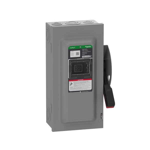 Interruptor de seguridad con fusible, ventana de visualización, 3 polos, 60 A, 600 V. VH362 Schneider Electric