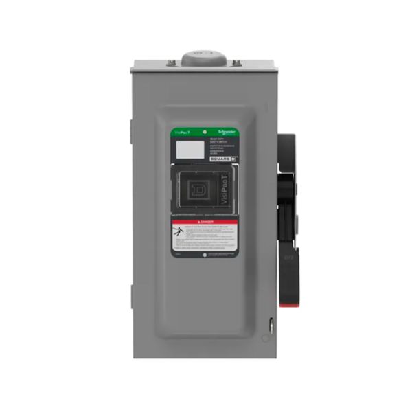 Interruptor de seguridad sin fusibles, ventana de visualización, 3 polos, 60 A, 600 V. VHU362RB Schneider Electric