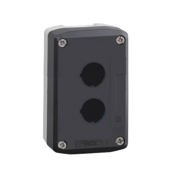Caja vacía plastico, tapa gris oscura, para pulsador. XALD02 Schneider Electric