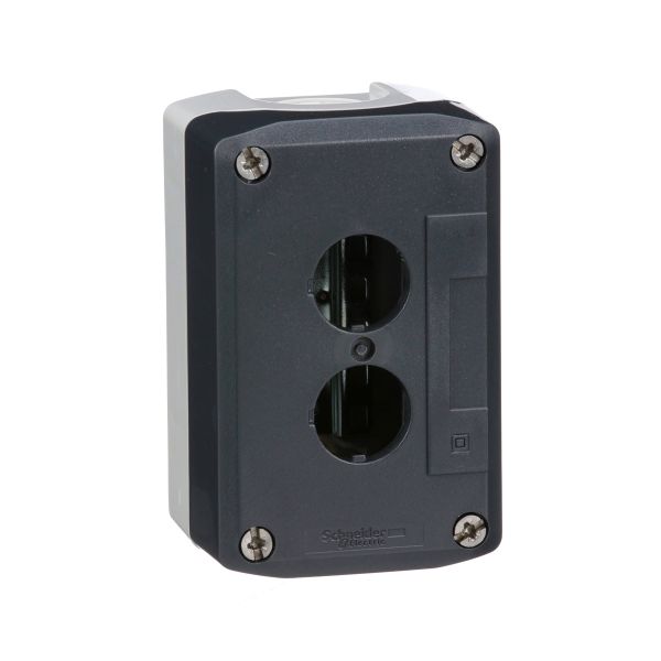 Caja vacía para pulsador ø 22, 2 orificios, gris oscura. XALD02H7 Schneider Electric