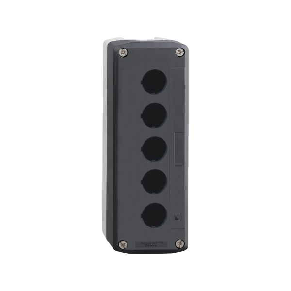 Caja vacía, plástico, tapa gris oscura para pulsador ø 22, 5 orificios. XALD05 Schneider Electric