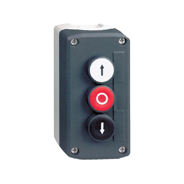 Caja 3 pulsadores, blanco, rojo, negro. XALD324 Schneider Electric