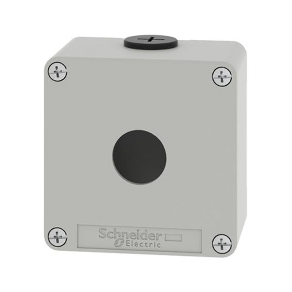 Estación de control vacía, aleación de zinc, gris, 1 orificio, 22mm. XAPD1201 Schneider Electric