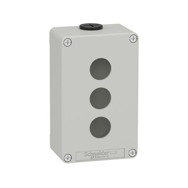 Estación de control vacía, aleación de zinc, gris, 3 orificios, 22mm. XAPD2203 Schneider Electric