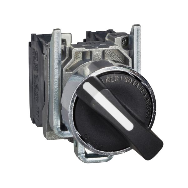 Selector de 2 posiciones, retorno por resarte, negro. XB4BD41 Schneider Electric