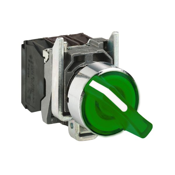 Selector verde luminoso Ø 22 mango de 2 posiciones, 24 V. XB4BK123B5 Schneider Electric