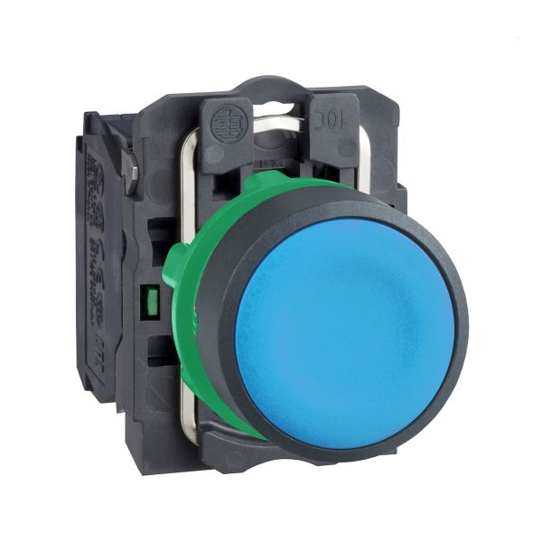 Pulsador azul Ø 22, retorno resorte nivelado,1 NA. XB5AA61 Schneider Electric
