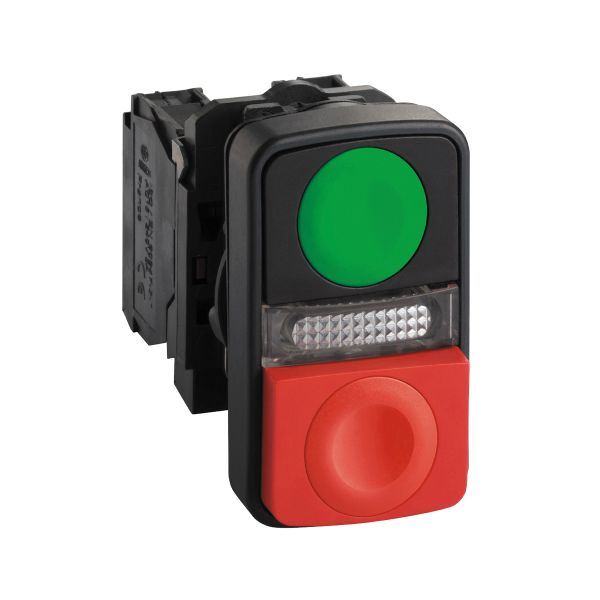 Pulsador doble luminoso verde-rojo, 120 V. XB5AW73731G5 Schneider Electric