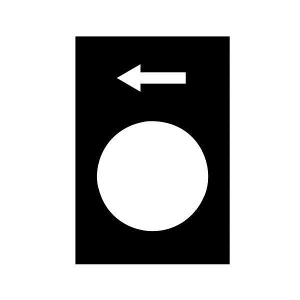 Etiqueta 30 x 40 mm, negra, marcada con símbolo largo o izquierdo. ZB2BY2904 Schneider Electric