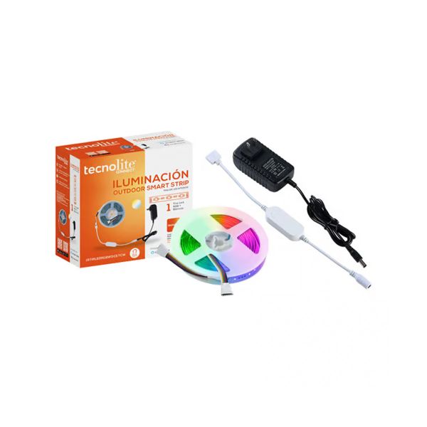 Tira LED inteligente WiFi, para exterior, 15 W, luz RGB + blanca, compatible con app móvil y asistentes de voz. 15TIRLEDRGBWDCITC Tecnolite