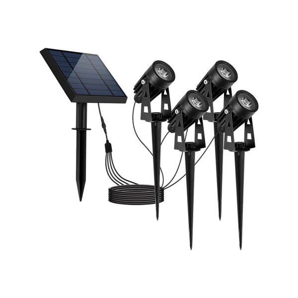 Set de estacas de luces LED solares, para exterior, 3000 K, negro. 1SOLLED28DC30N Tecnolite