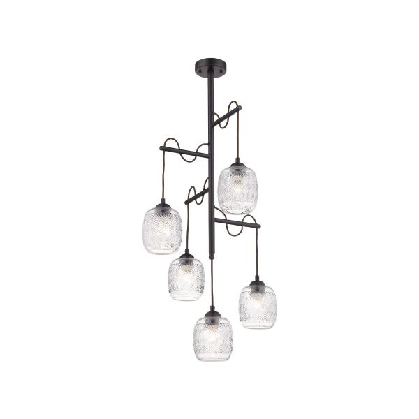 Lámpara colgante cristal texturizado, base 5xE27. 300CTL8305MVCT Tecnolite