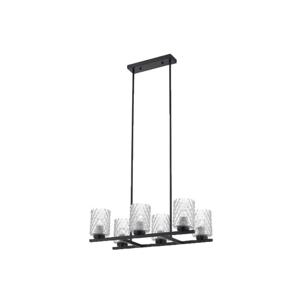 Lámpara colgante aluminio negro, cristal transparente, 51 W, base E27. 360CTL8516MVCT Tecnolite
