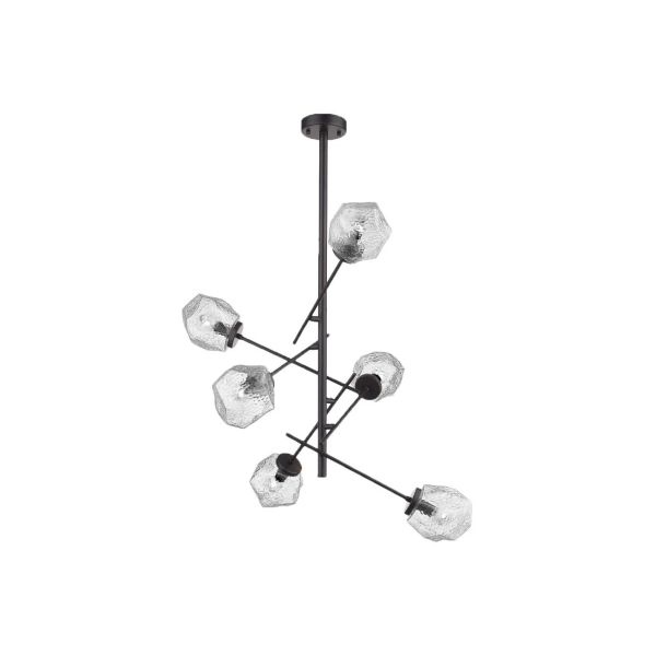 Lámpara colgante de cristal 1.50 m de altura, 360 W, 6 bases E14. 360CTL8616MVCT Tecnolite