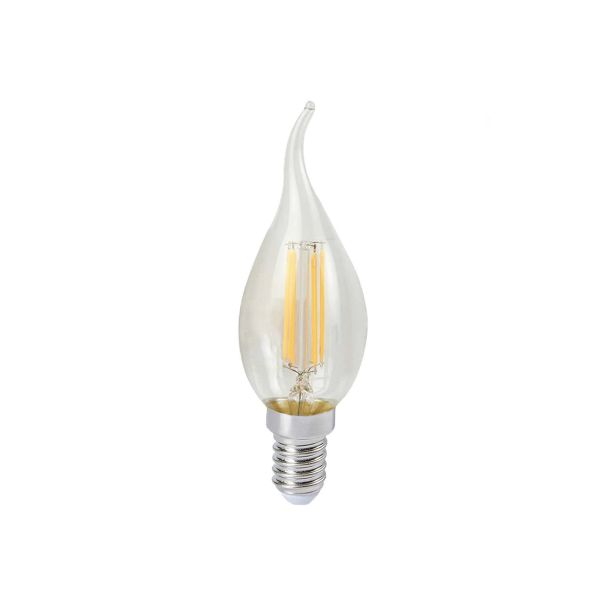 Foco vela, LED filamento, 4.5 W, base E14, atenuable. 4DFFE14LEDF27V Tecnolite