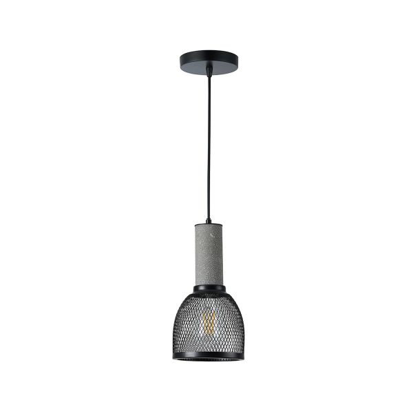 Lámpara colgante de metal y cemento, para interior, 1.20 m, 60 W, negro. 60CTL1947MVCN Tecnolite