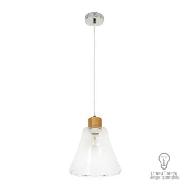 Lámpara colgante de cristal 1.49 m de altura, potencia máx. 60 W, 1 base E27, no incluye foco. 60CTL8176MVC Tecnolite