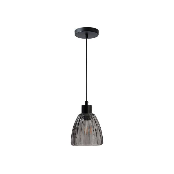 Lámpara colgante cristal texturizado, 8.5 W, terminado acero negro , base E27. 60CTL8362MVCH Tecnolite