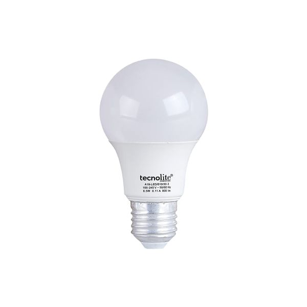 Foco LED 8.5 W, luz cálida, base E27. 8A19LED30V200 Tecnolite