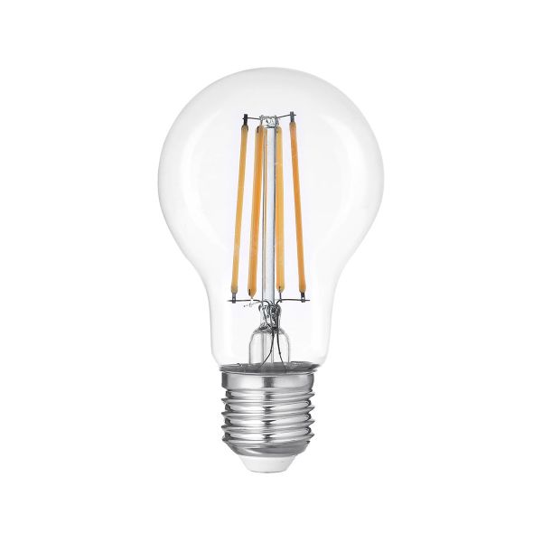 Foco LED A19, luz cálida brillante, 8 W, base E27, 3000 K. 8DA19LEDF30VC80 Tecnolite