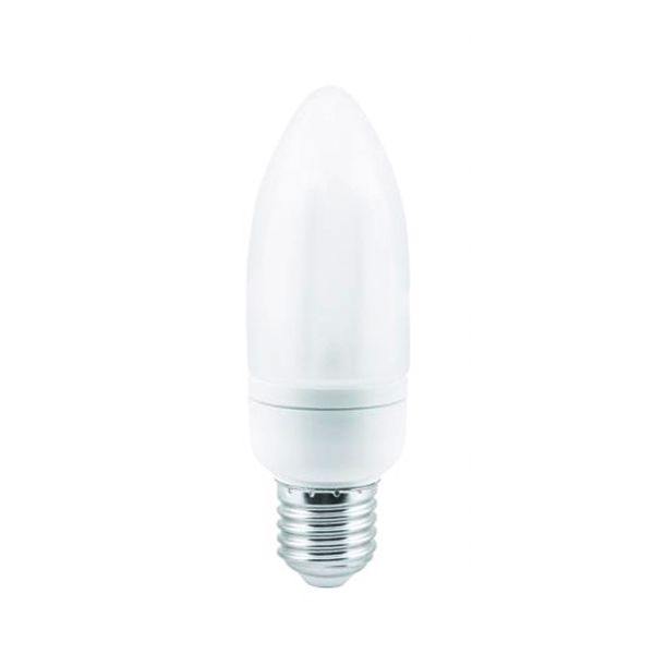 Foco fluorescente, tipo vela, 7 W, base E27. EIC-7W/65 Tecnolite