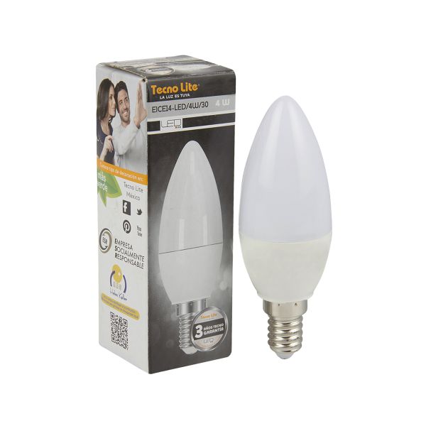 Lámpara LED, Base E12, 4 W, 6 500 K, EICE12-LED/4W/65 Tecnolite
