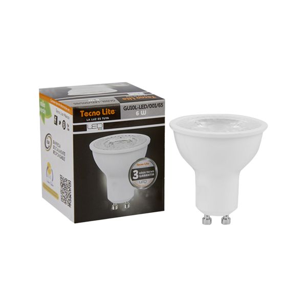 Foco LED, Base GU10, 6 W, 6 500 K, GU10L-LED/001/65 Tecnolite