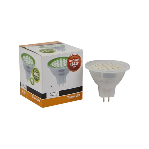 Foco LED MR16, 3 W, Luz Verde, 100-240 V, MR16-SMDLED/3WVE Tecnolite