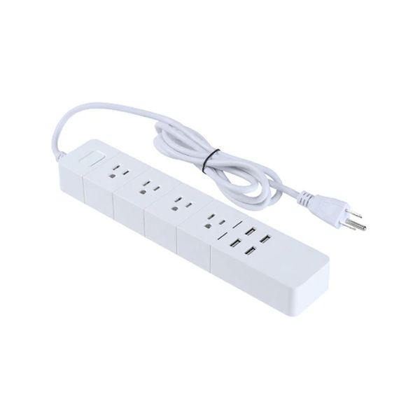 Multicontacto inteligente WiFi con 4 contactos y 4 puertos USB, compatible con app móvil y asistentes de voz, blanco. SMC4AC4USBMVBTCW Tecnolite